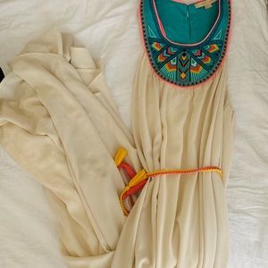 Champagne & Strawberry Full-Length Maxi Dress // S